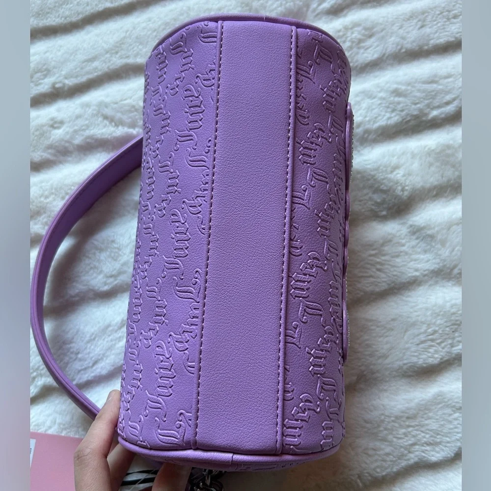 Juicy Couture String of Pearls Roll Bag Violet Tulle Debossed Y2K Coquette Retro